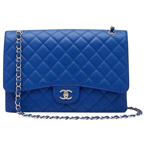 chanel blue caviar bag|Chanel Caviar Maxi Classic Double Flap Bag .